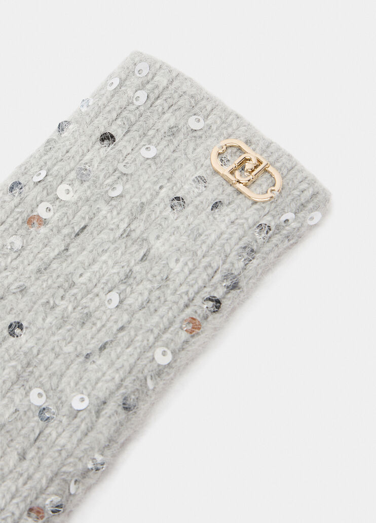 Stulpen aus Angora mit Pailletten Eisgrau Liu Jo - large image number 3 Stulpen aus Angora mit Pailletten Eisgrau Liu Jo - large image number 3