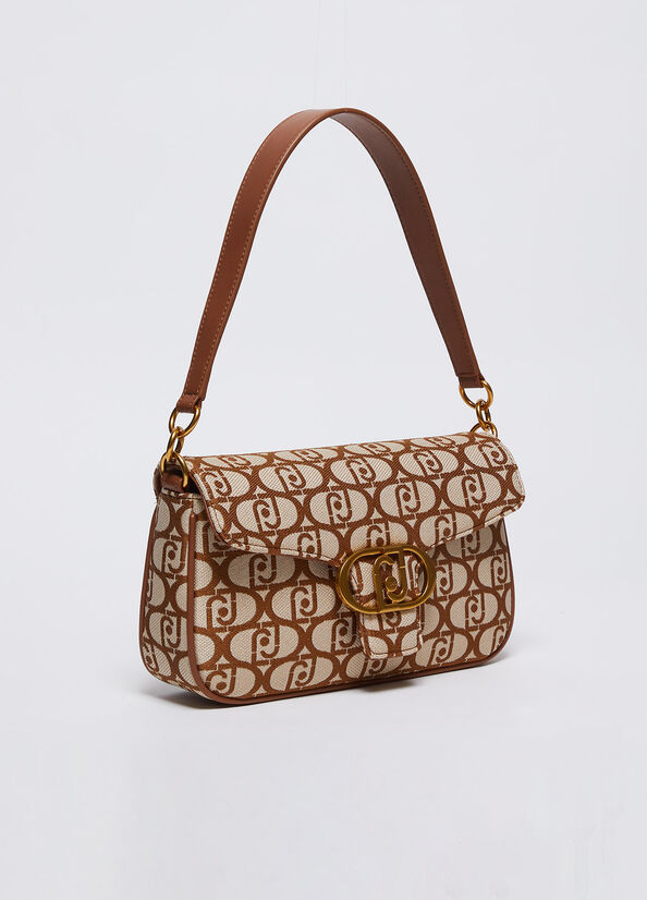 Bolso mediano de jacquard con monograma marrón Liu Jo - large image number 1
