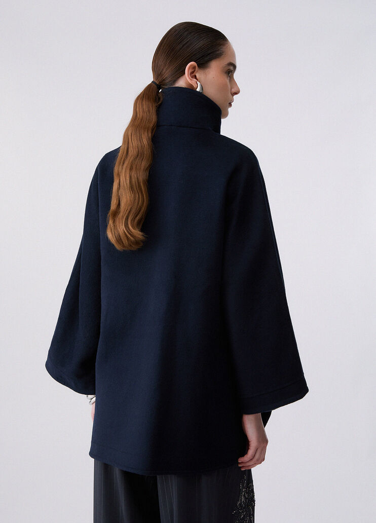 Cape Kimono en Laine bleu fonc&eacute; Liu Jo - medium