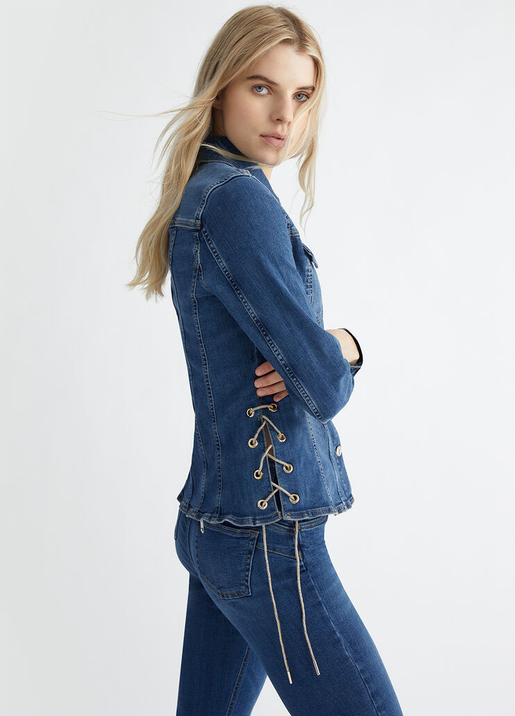 Denim jacket with strings colour blue denim Liu Jo