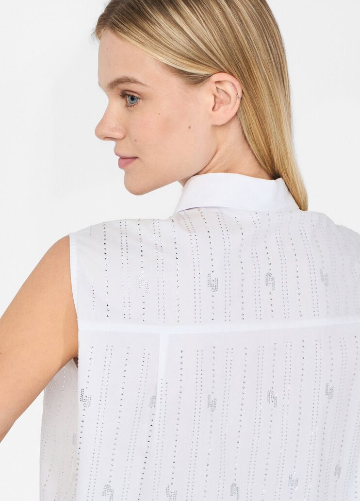 Cotton top with rhinestones white Liu Jo - large image number 4
