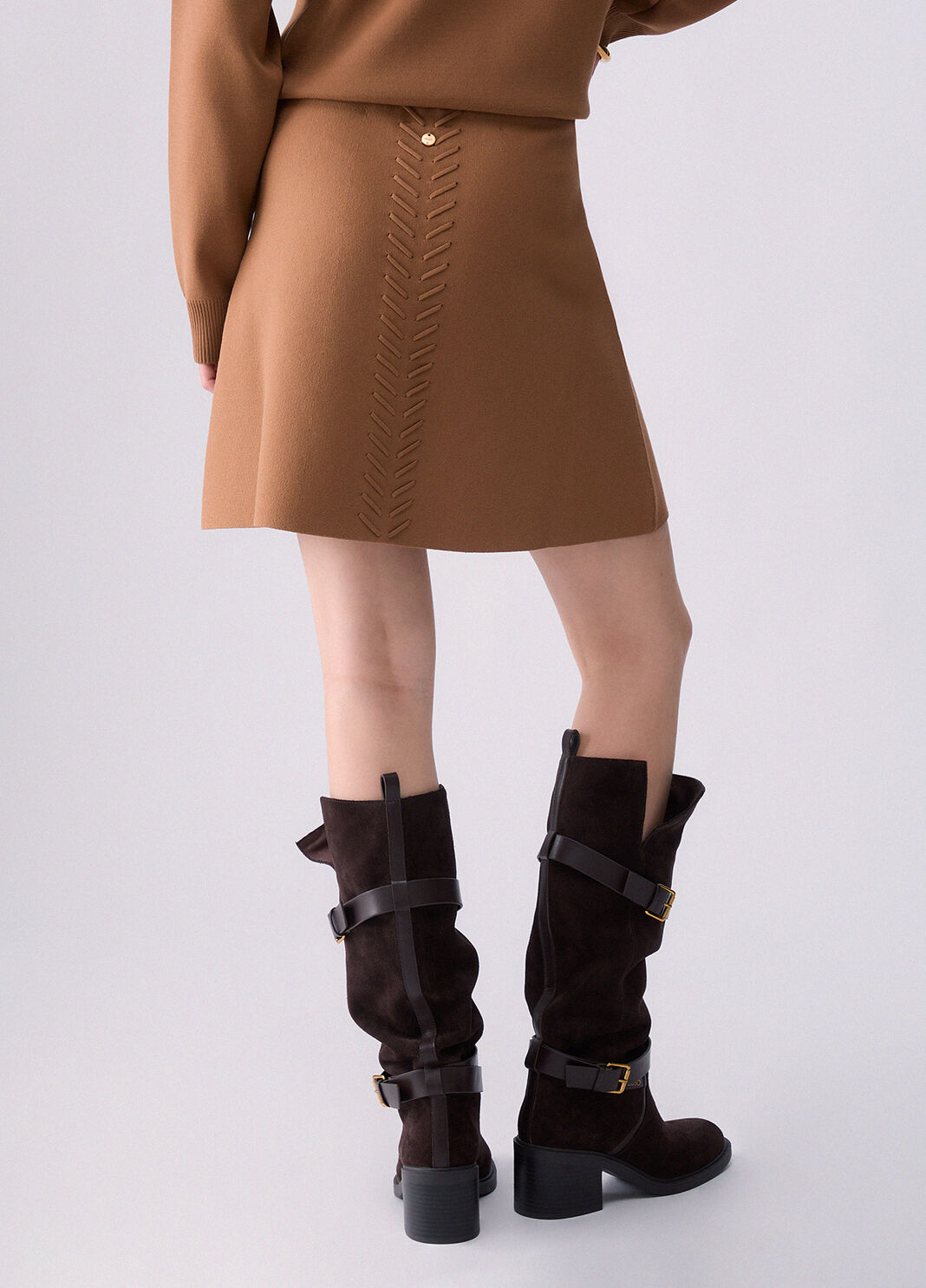 Knit Mini Skirt with Braided Details beige Liu Jo - large image number 1