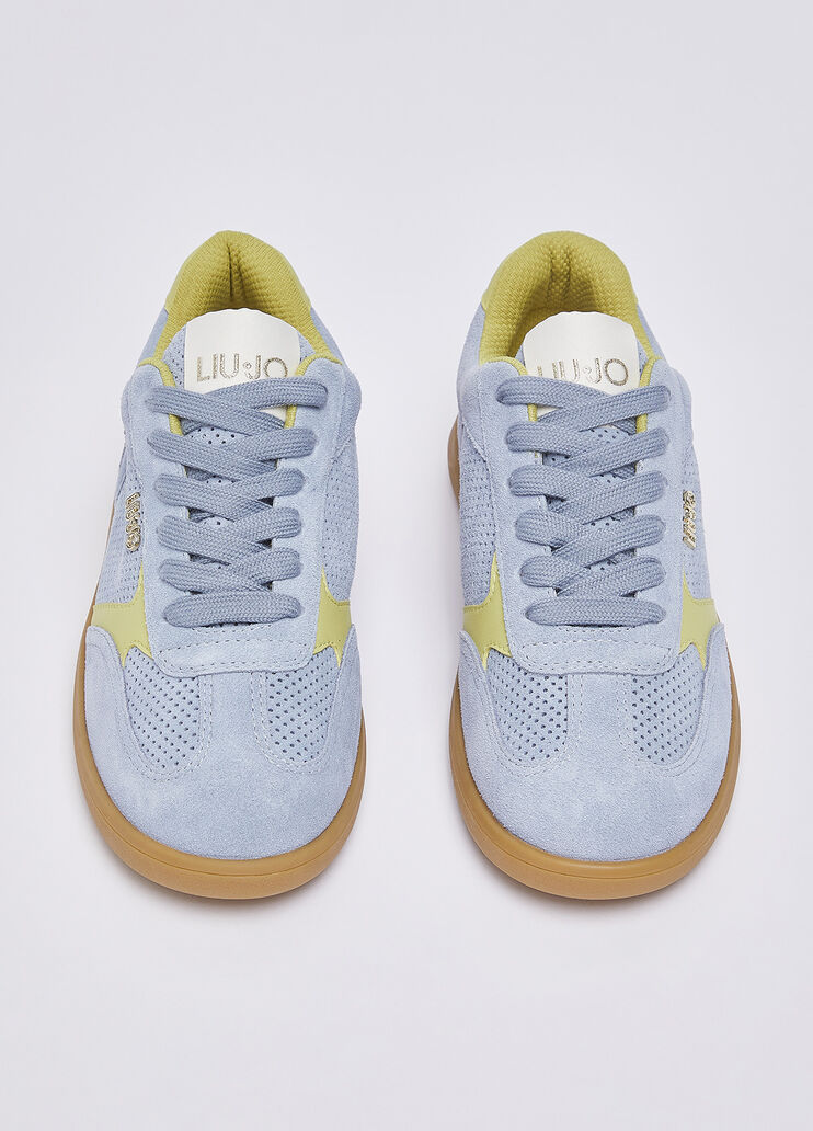Sneaker aus Veloursleder mit Lochmuster Azurblau Liu Jo - medium