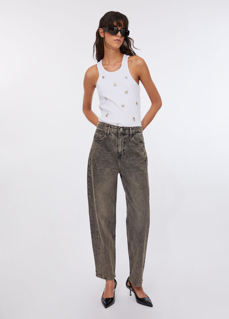 Boyfriend jeans with glittery detailing blue denim Liu Jo - large image number 4