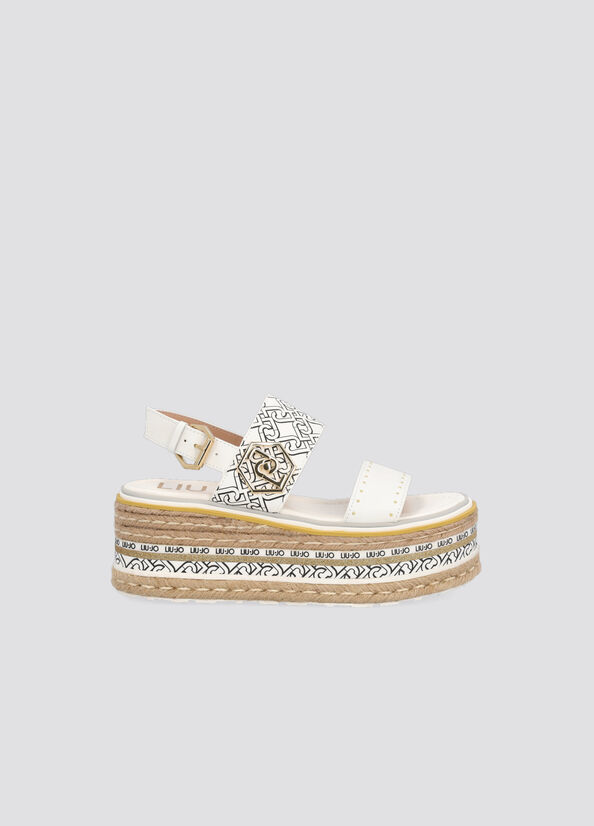 Platform sandals with monogram print white Liu Jo - large image number 0