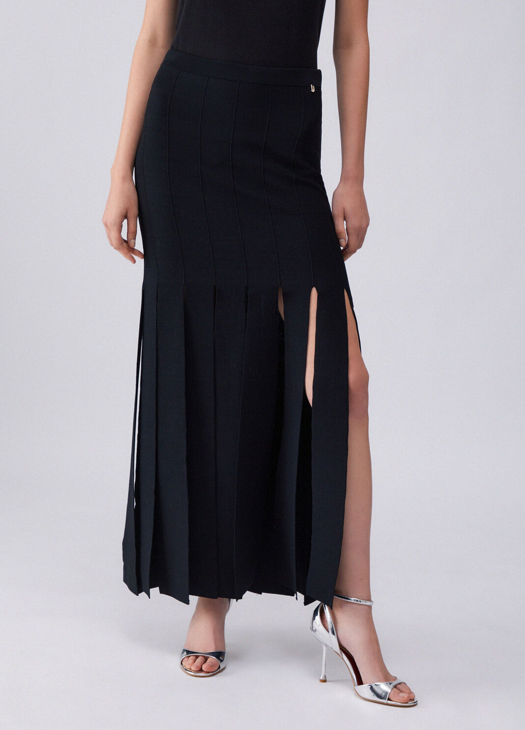 Falda de punto con flecos negro Liu Jo - large image number 0