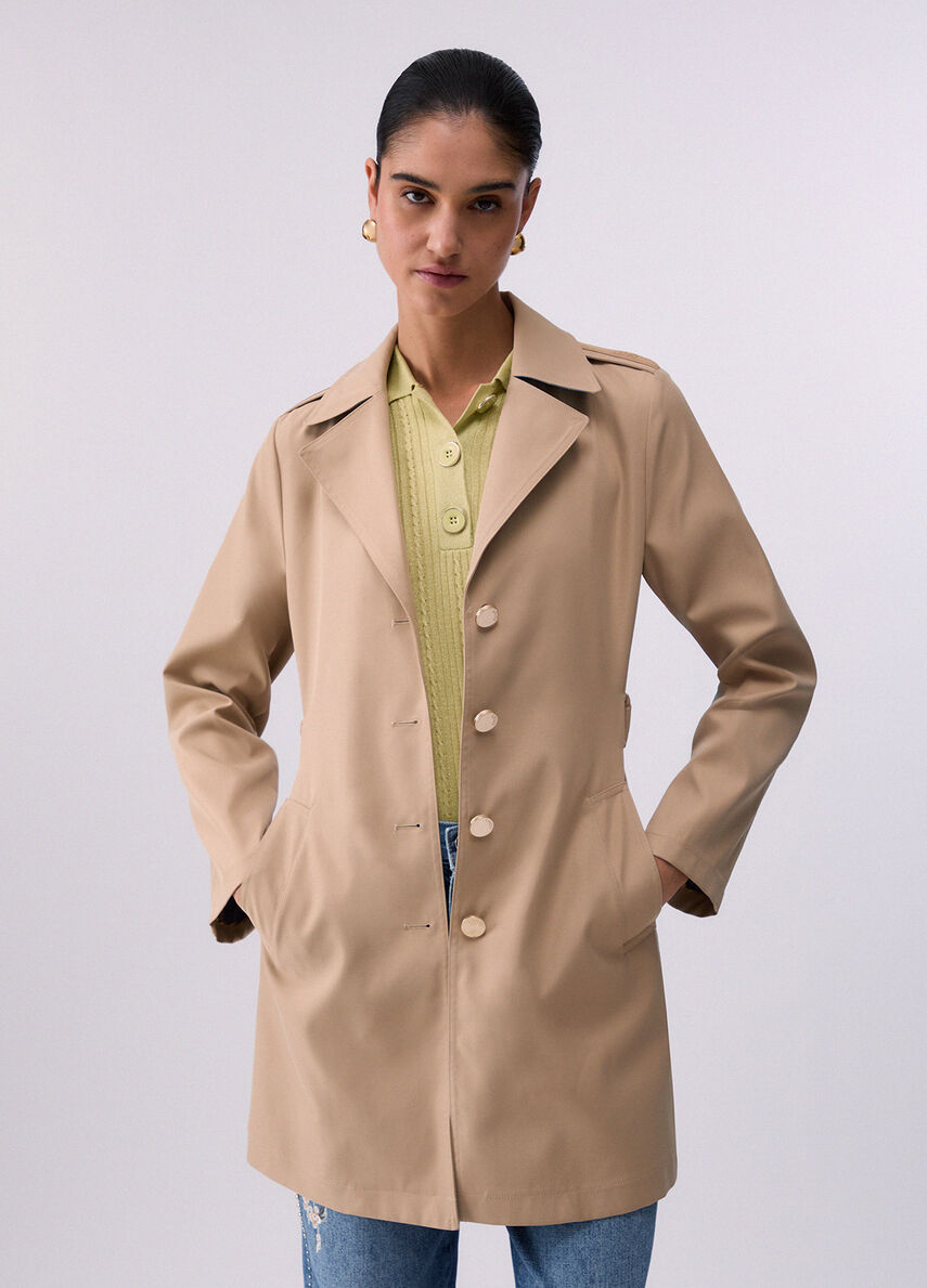 Long trench coat with belt colour beige | Liu Jo