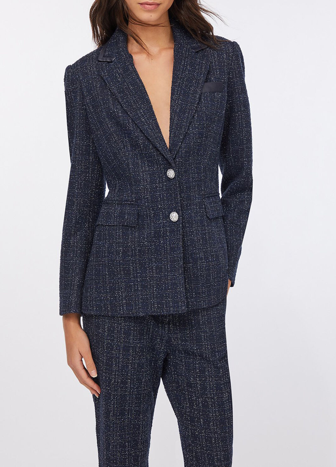 Elegant jacket in boucl&eacute; dark blue Liu Jo - large image number 0