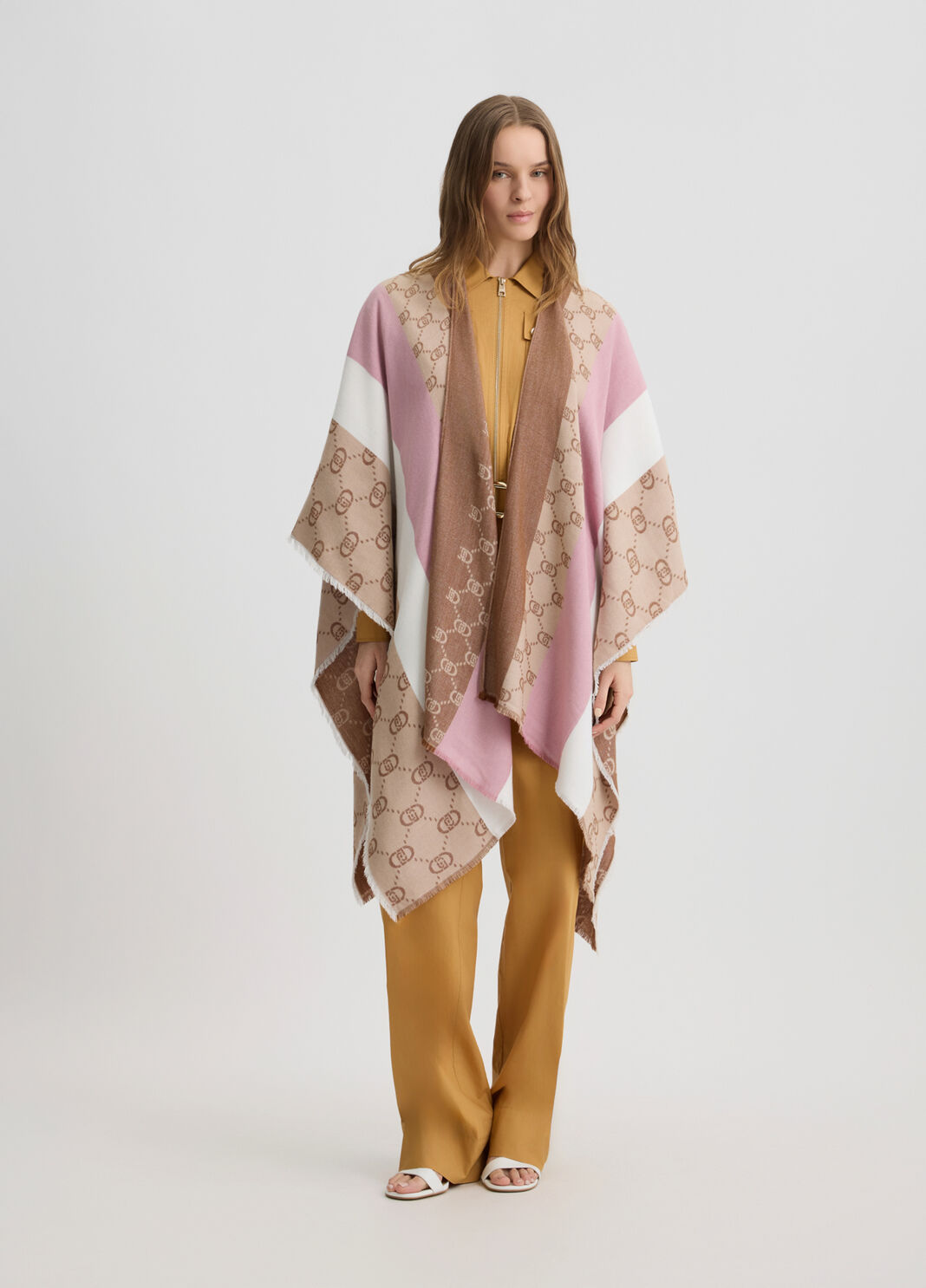 Poncho with monogram logo beige Liu Jo - large image number 3
