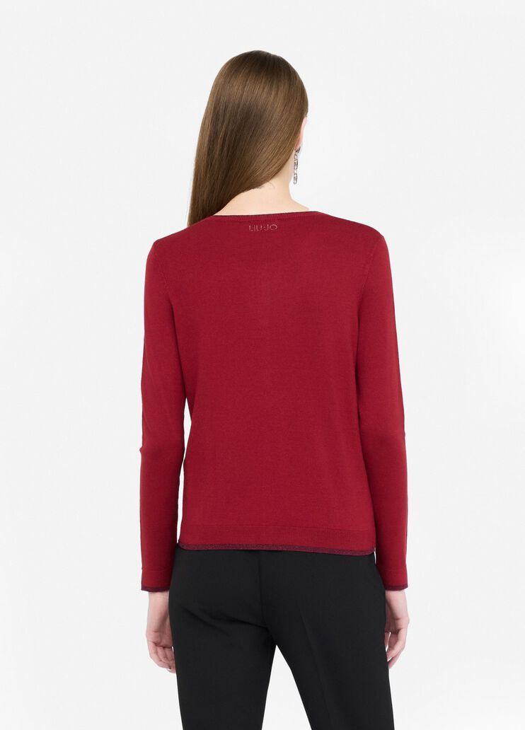 Cardigan with lurex® details red Liu Jo - large image number 1 Cardigan with lurex® details red Liu Jo - large image number 1