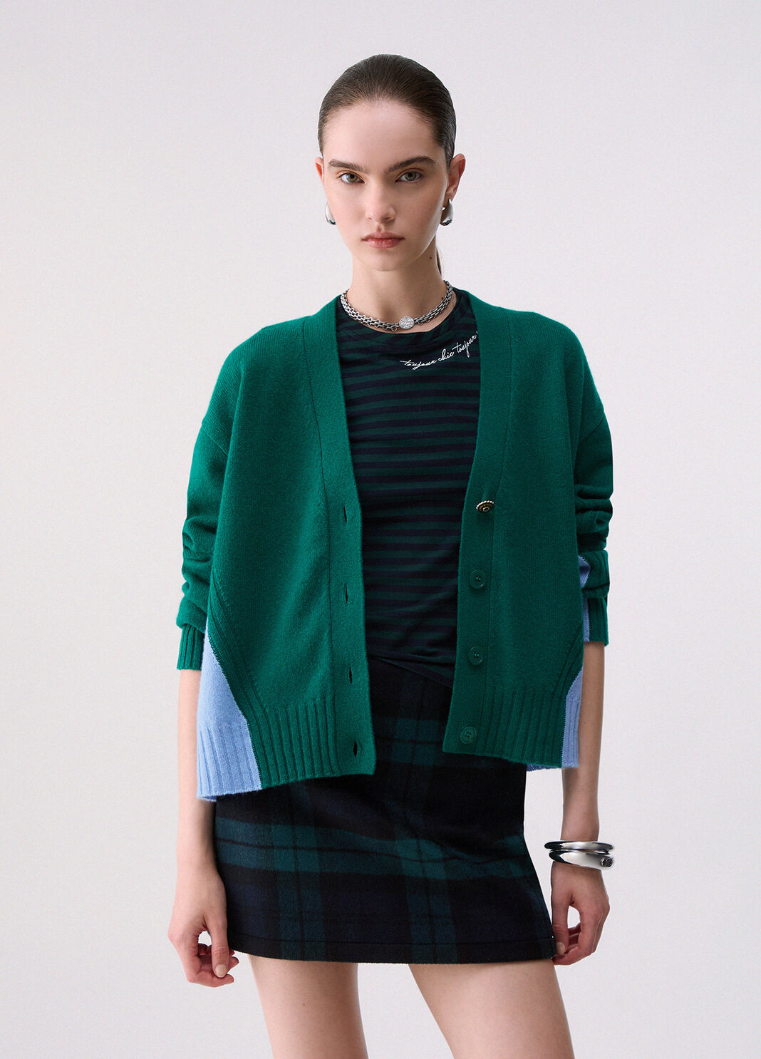 Color-block wool cardigan green Liu Jo - large image number 0