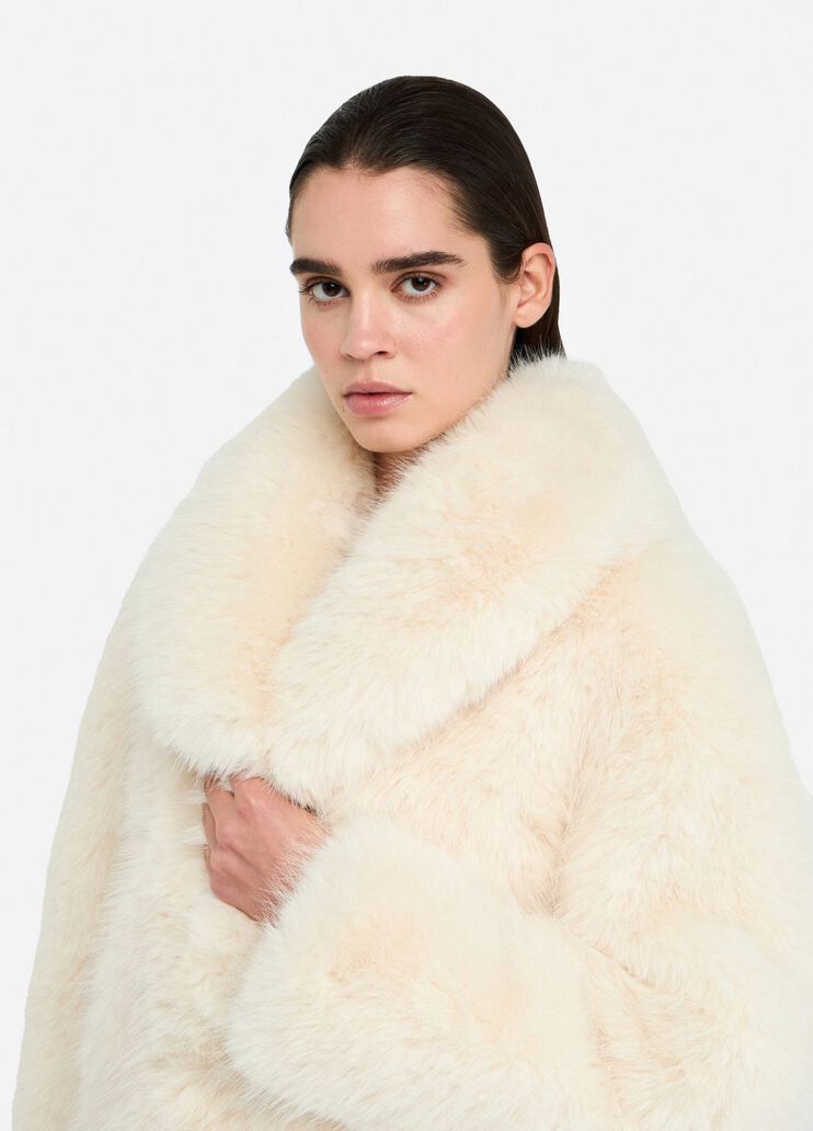 Faux fur coat milk Liu Jo - large image number 3 Faux fur coat milk Liu Jo - large image number 3