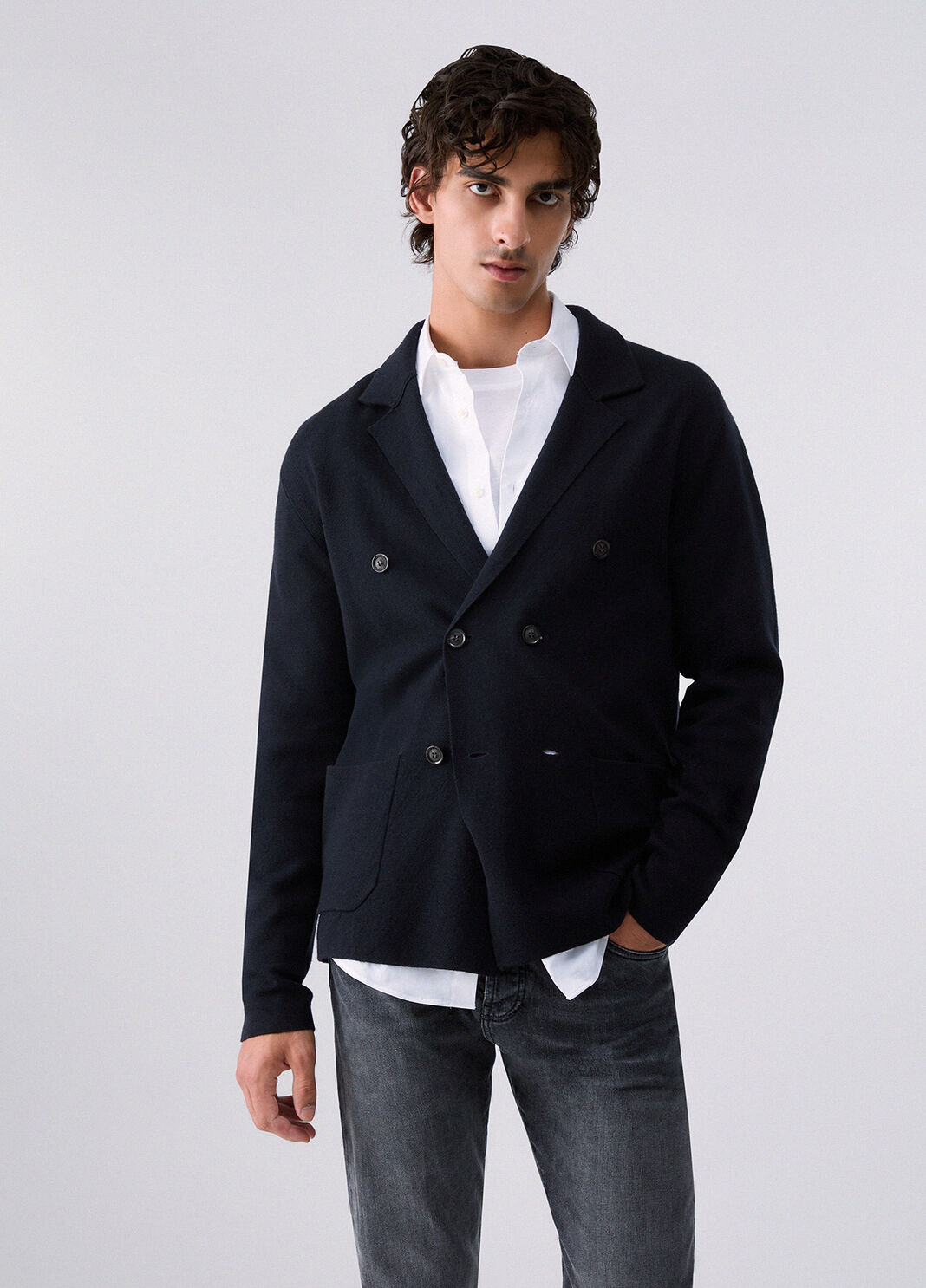 Cardigan zweireihig aus Wolle Dunkelblau Liu Jo - large image number 0