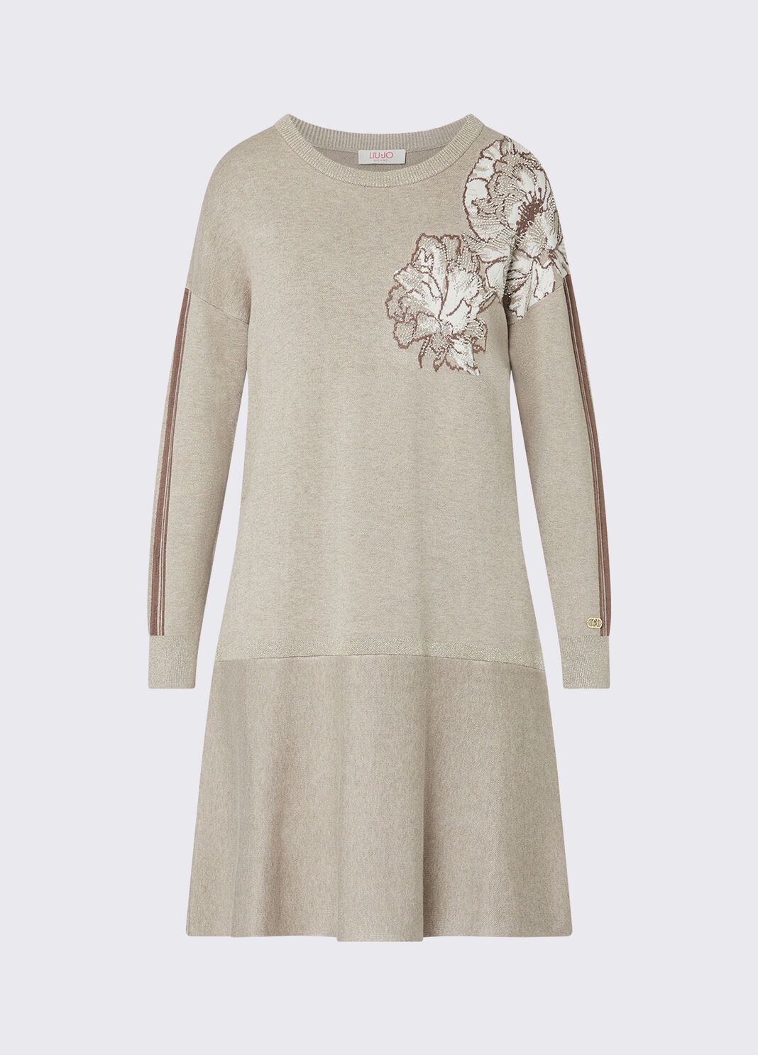 Short jacquard knit dress beige Liu Jo - large image number 6