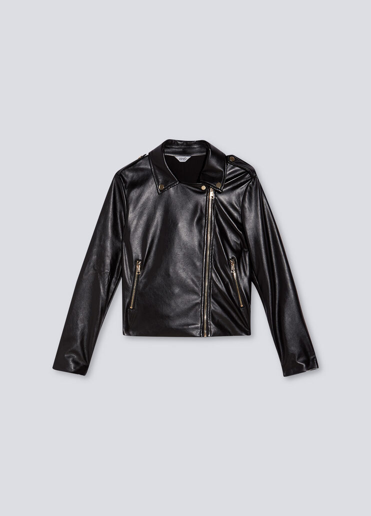 Biker jacket with pleated detail black Liu Jo - large image number 4 Biker jacket with pleated detail black Liu Jo - large image number 4
