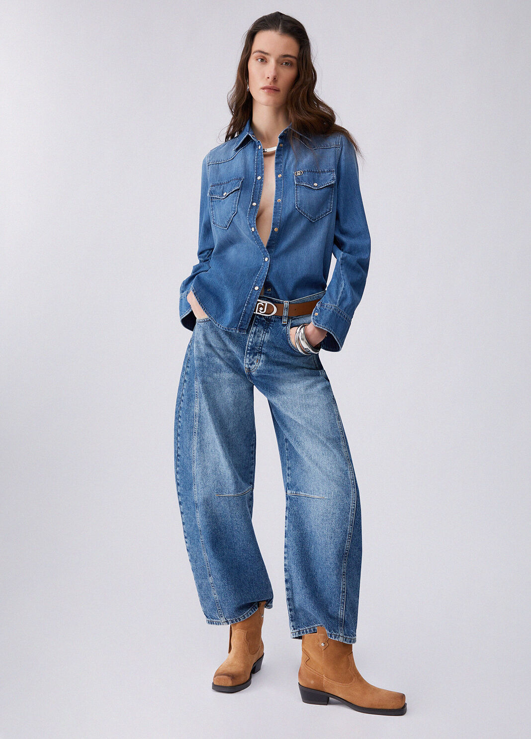 Jeans balloon a vita bassa denim blu Liu Jo - large image number 5