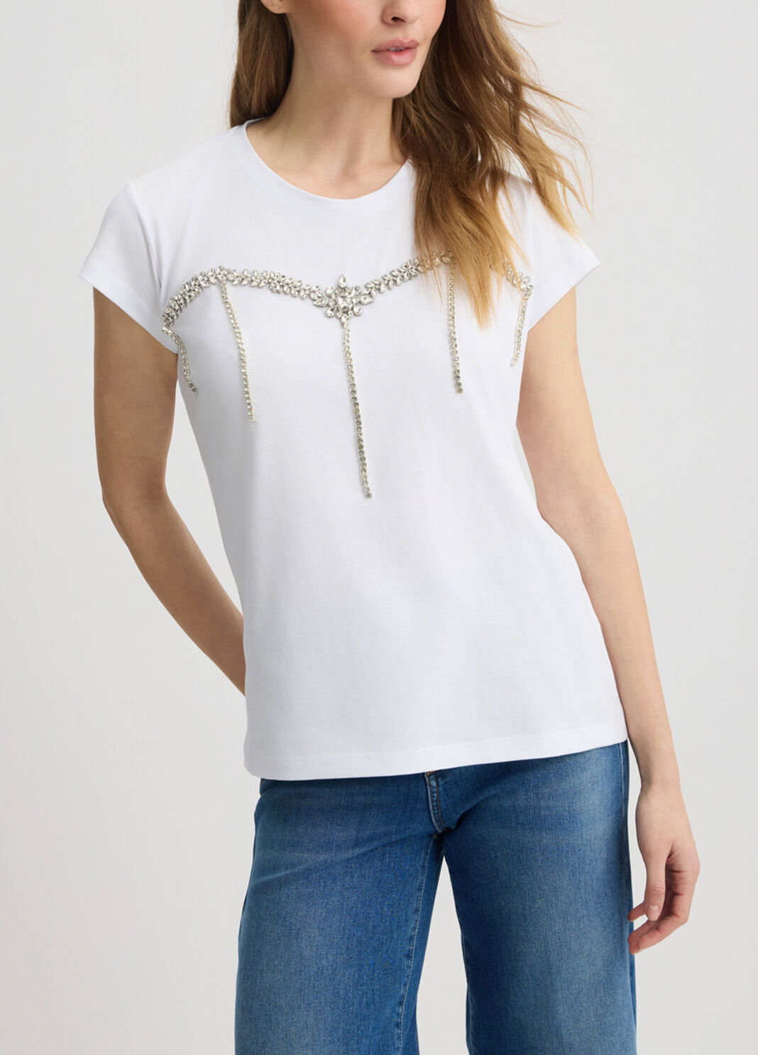 T-shirt with rhinestones grey Liu Jo - large image number 0