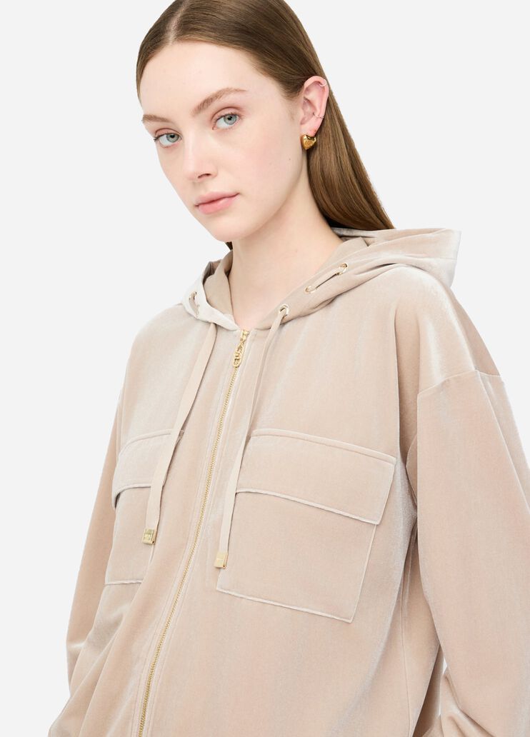 Chenille hoodie champagne Liu Jo - large image number 2 Chenille hoodie champagne Liu Jo - large image number 2