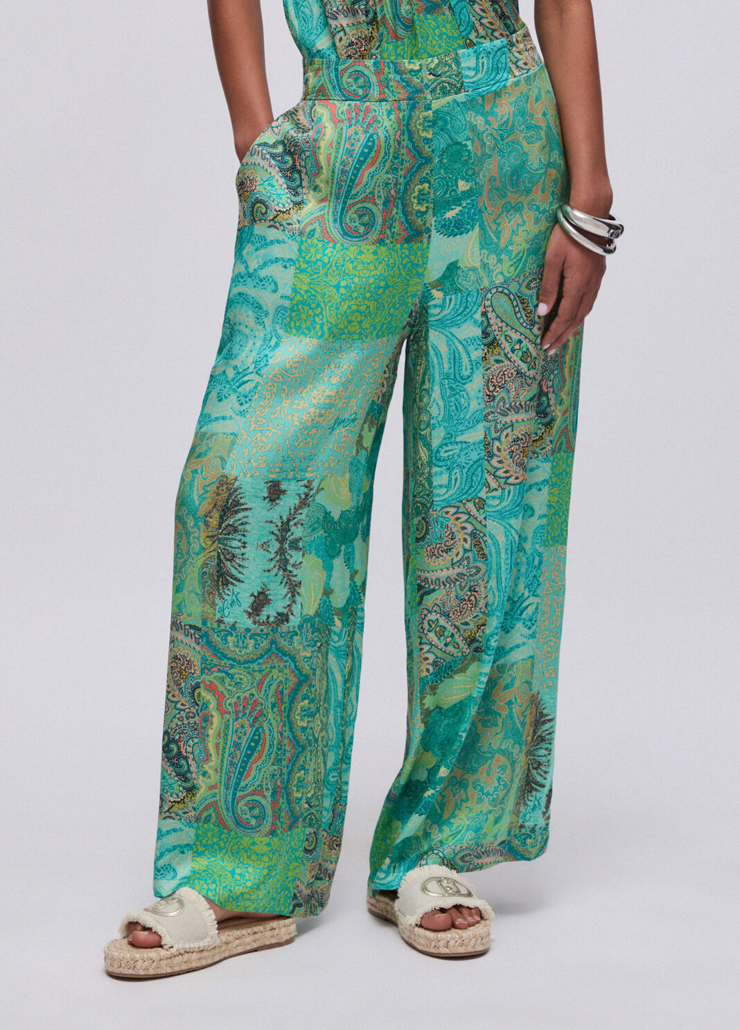 Bedruckte Satinhose Aquagr&uuml;n Liu Jo - large image number 0