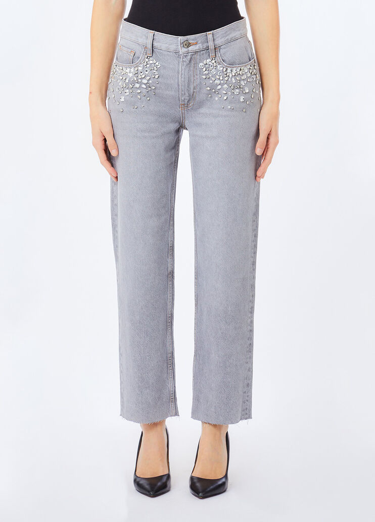 Straight-Jeans mit Strass Denim-Grau Liu Jo - medium