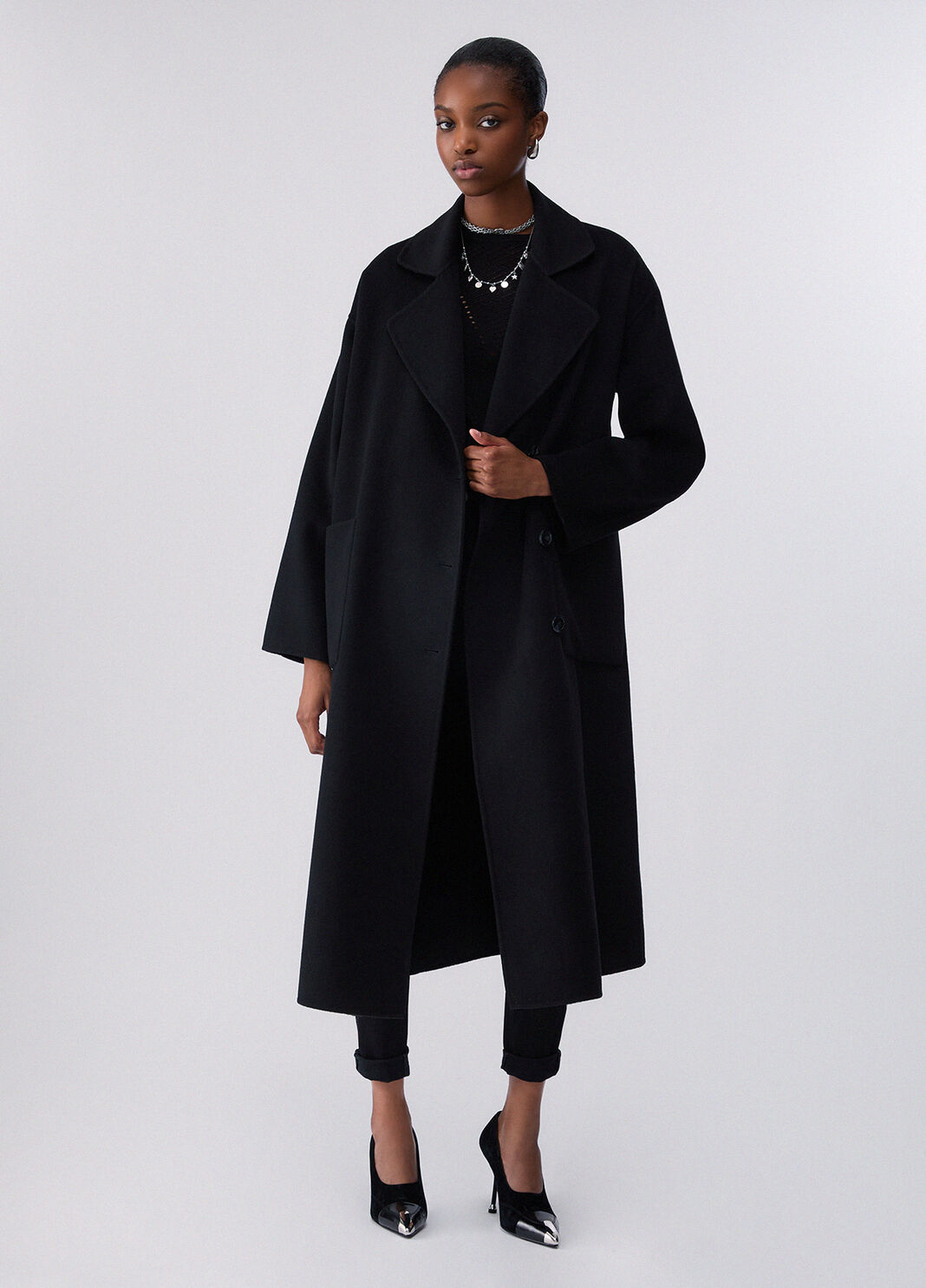 Manteau long oversize en laine noir Liu Jo - large image number 0