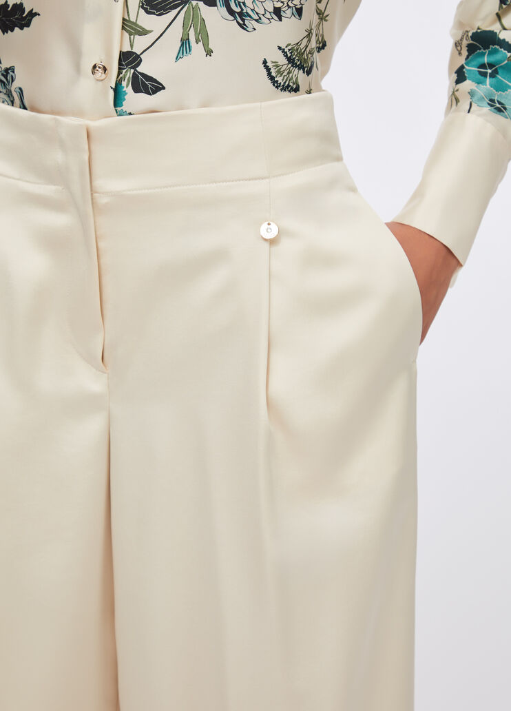Satin palazzo trousers ivory Liu Jo - large image number 3