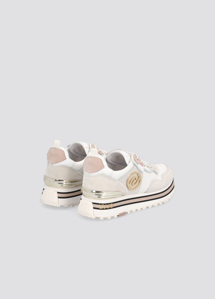 Satin and suede platform sneakers white Liu Jo - large image number 2 Satin and suede platform sneakers white Liu Jo - large image number 2
