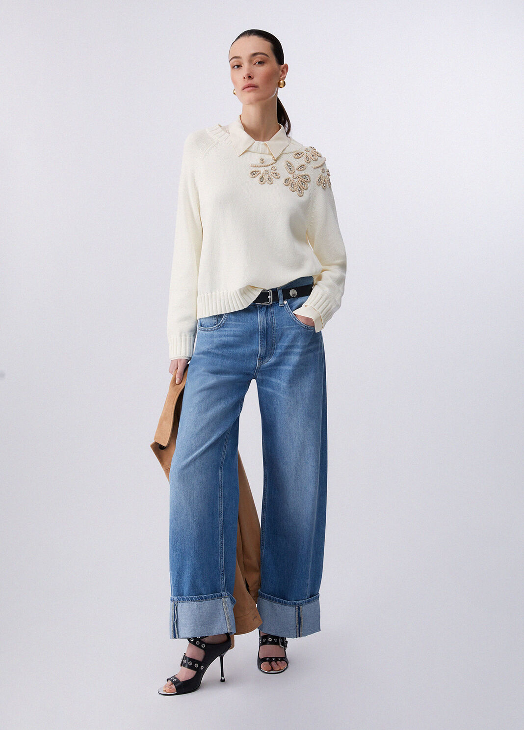 Jumper with jewel embroidery white wool Liu Jo - large image number 5