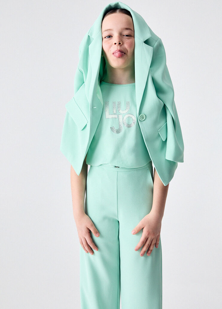 Футболка с логотипом и стразами мятно-зеленый Liu Jo - medium