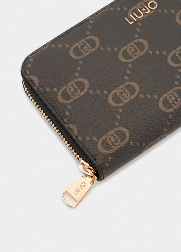 Large zip-around wallet with logo black Liu Jo - medium Large zip-around wallet with logo black Liu Jo - medium