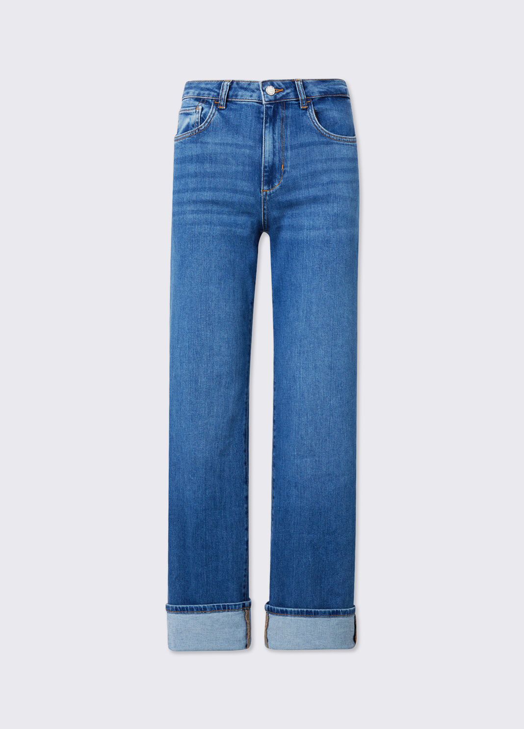 Straight jeans with turn-up dark blue denim Liu Jo - large image number 6