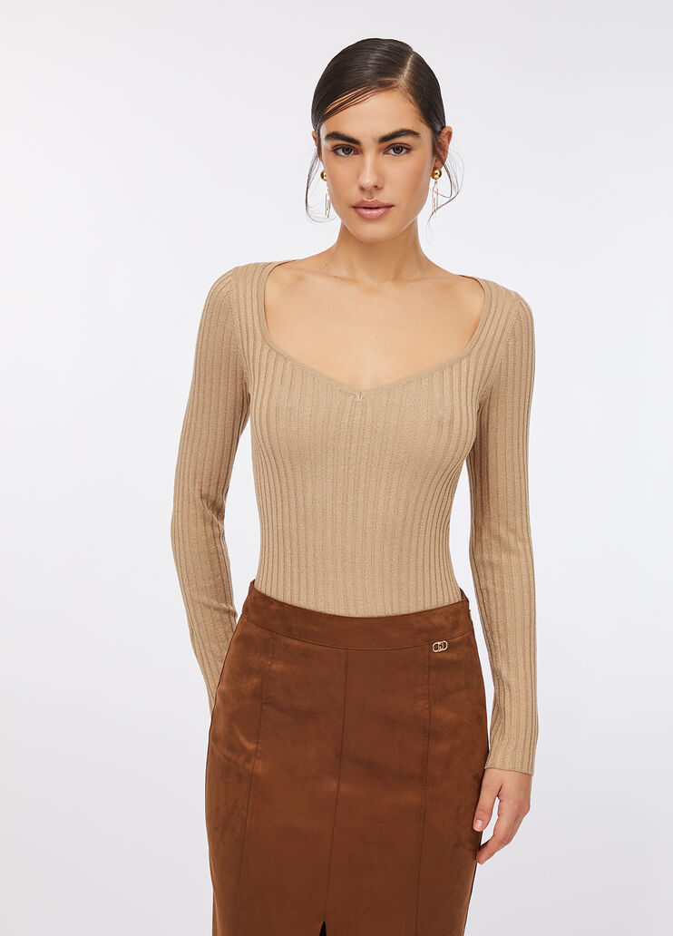 Jersey con escote de pico dorado Liu Jo - large image number 0