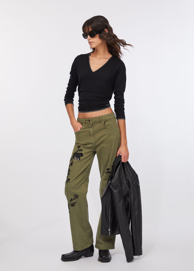 Pull à encolure en V noir Liu Jo - large image number 5