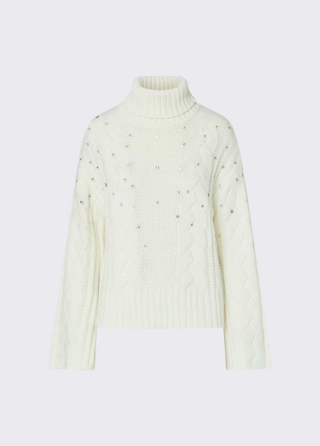 Cable Knit Turtleneck with Rhinestones white wool Liu Jo - large image number 6