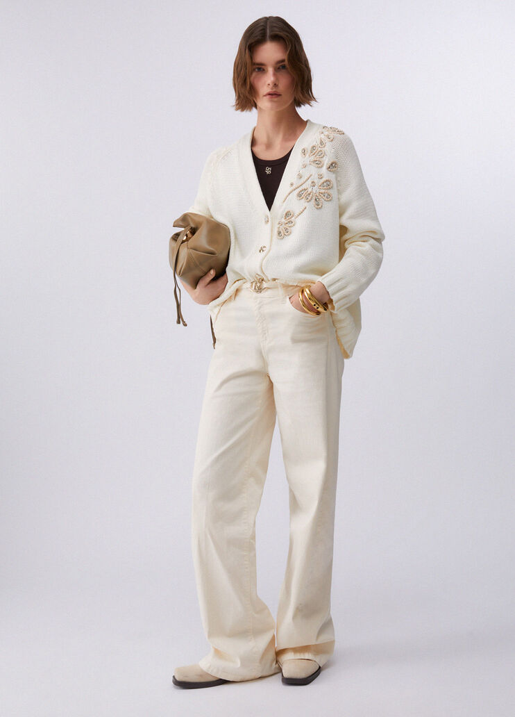 Cardigan with jewel embroidery white wool Liu Jo - medium