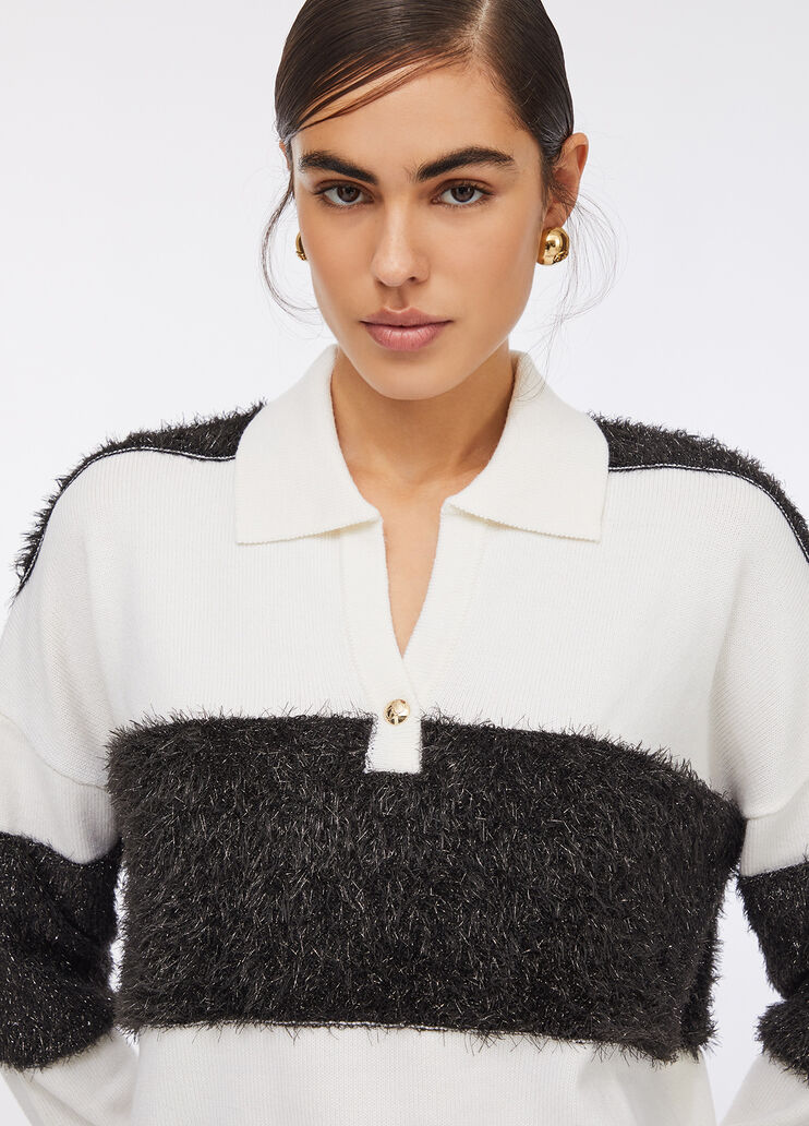 Polo en laine à rayures blanc Liu Jo - large image number 2