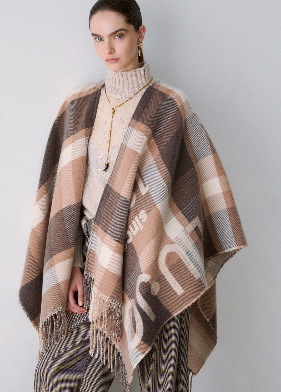 Poncho kariert Jacquard beige Liu Jo - large image number 3