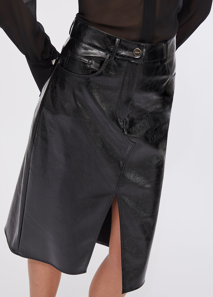 Glossy five-pocket skirt black Liu Jo - large image number 3