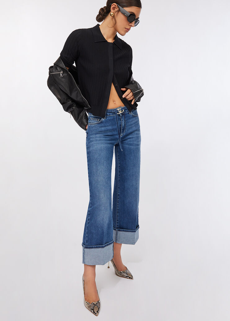 Cropped jeans with turn-ups blue denim Liu Jo - large image number 4