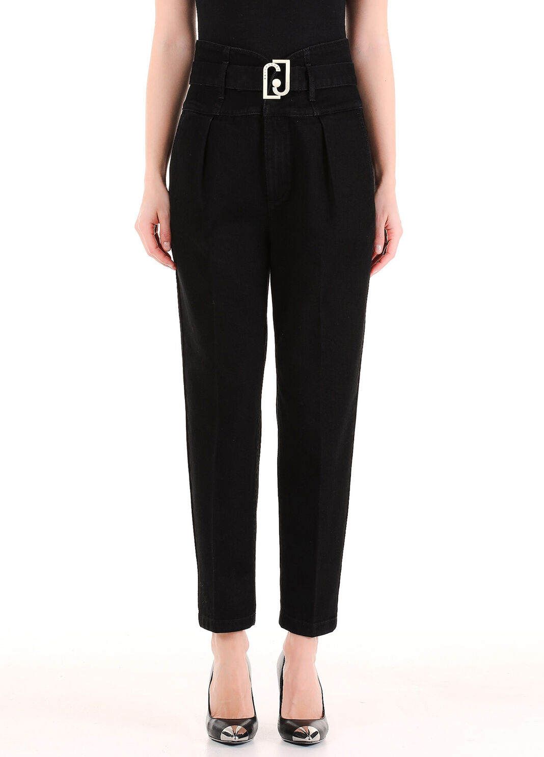 Carrot jeans with logo belt black Liu Jo - large image number 0