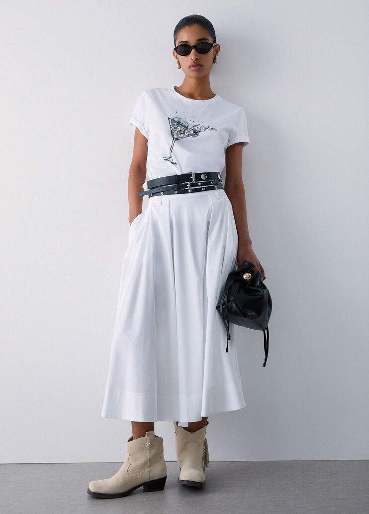 Poplin midi skirt white Liu Jo - medium