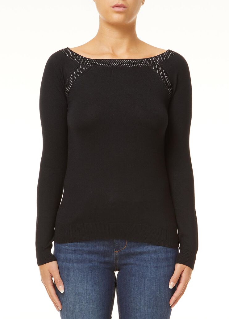 Sweater with micro studs Black Liu Jo - large image number 0