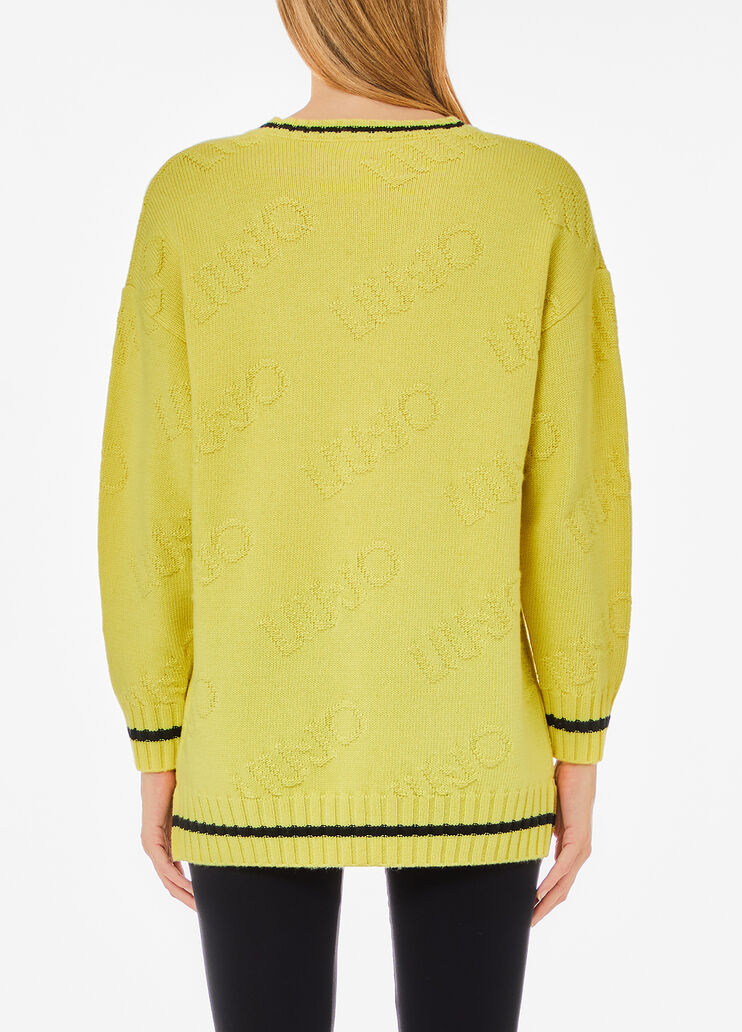 Pullover aus Wollgemisch mit Logo Gelb Liu Jo - medium
