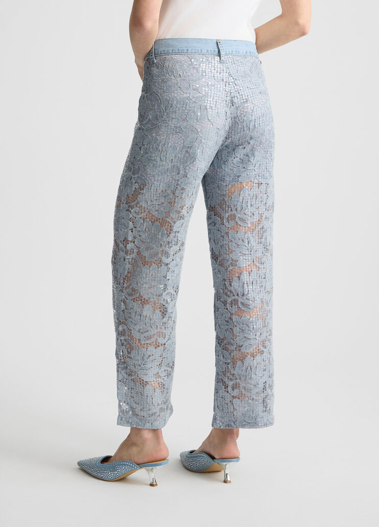 Flared lace trousers light denim Liu Jo - large image number 1 Flared lace trousers light denim Liu Jo - large image number 1