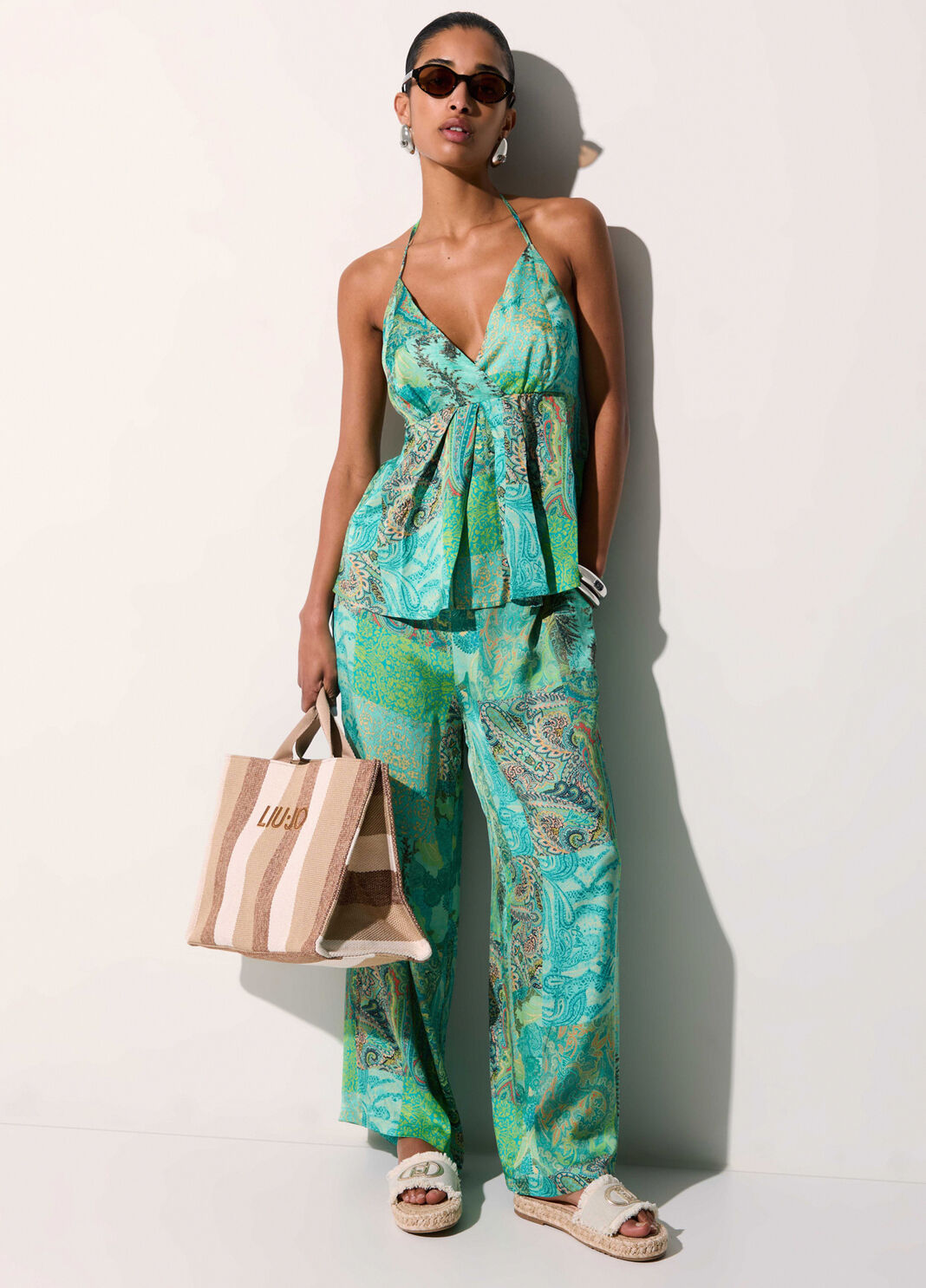 Bedruckte Satinhose Aquagr&uuml;n Liu Jo - large image number 3