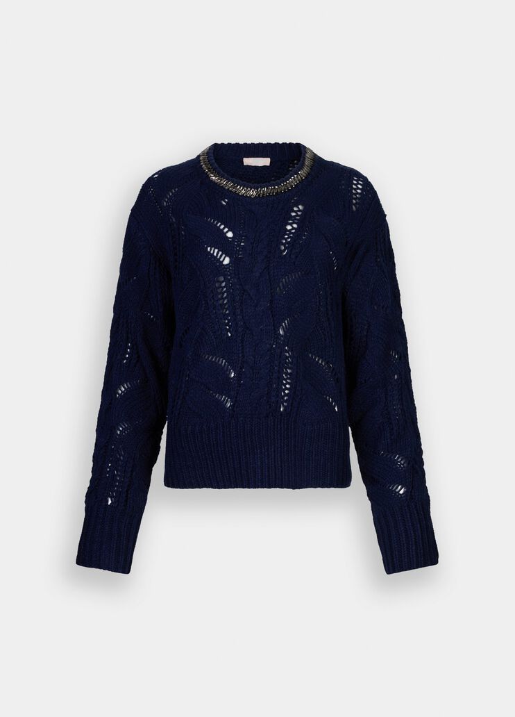 Openwork jumper with gemstones dark blue Liu Jo - large image number 6