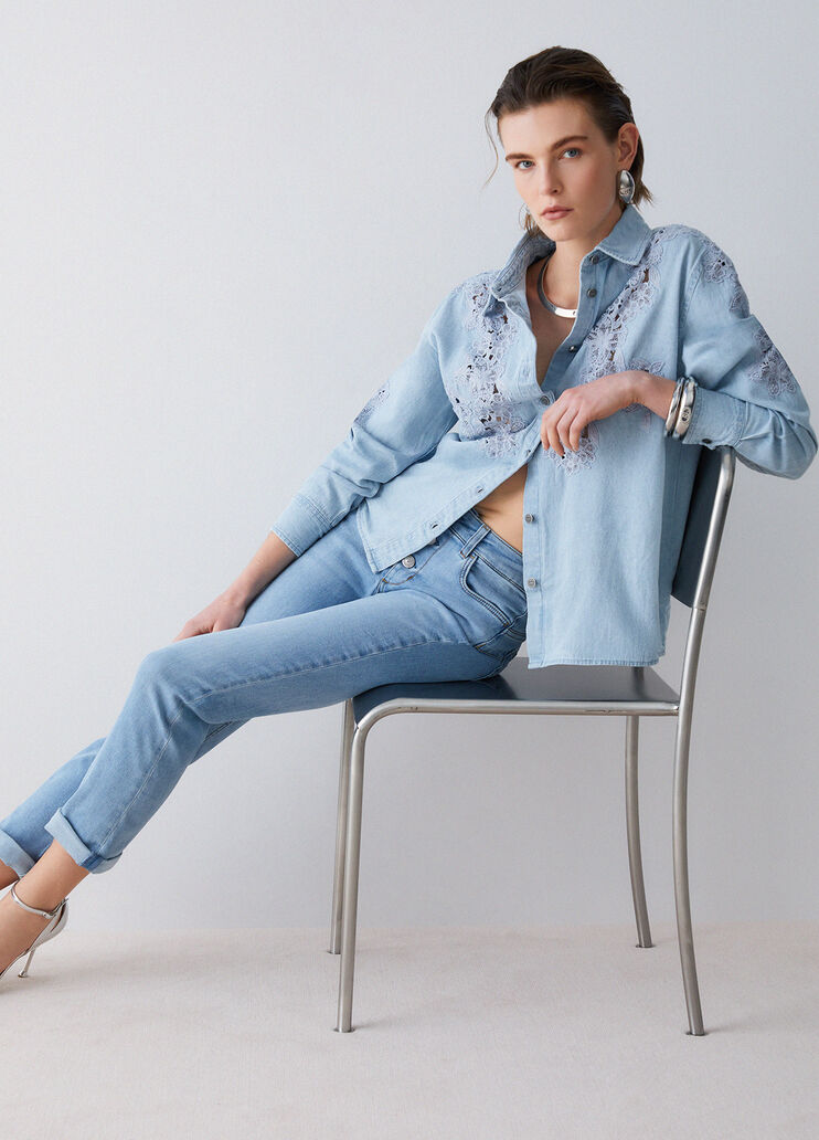 Skinny-Jeans mit Aufschlag Denimblau Liu Jo - medium