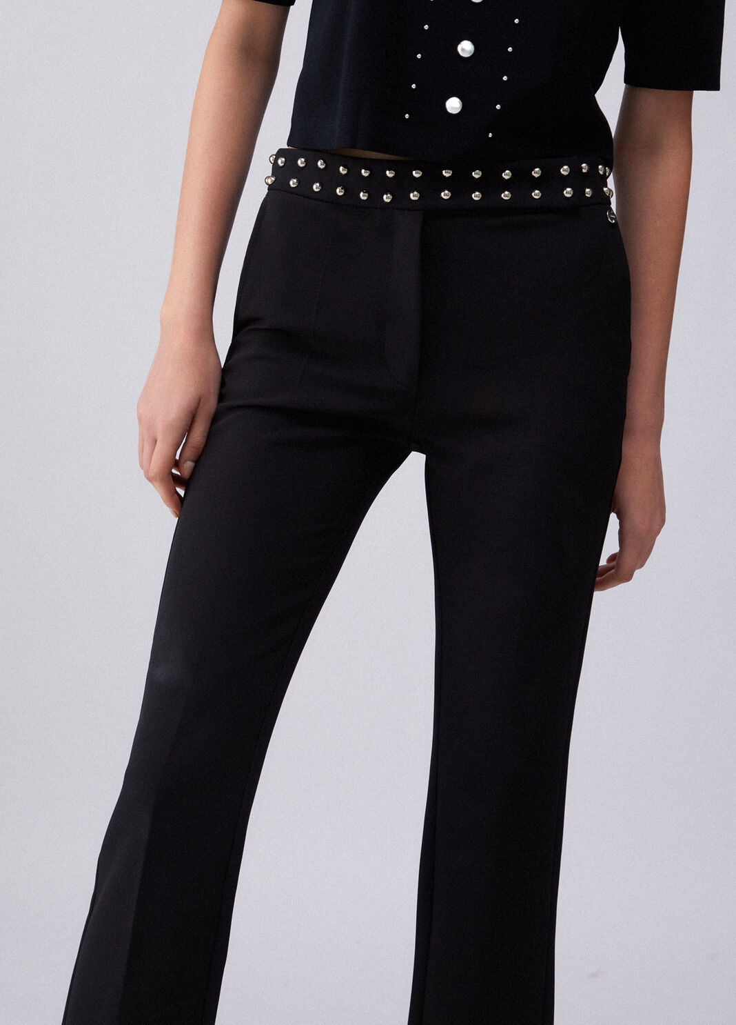 Stylish trousers with studs black Liu Jo - large image number 4