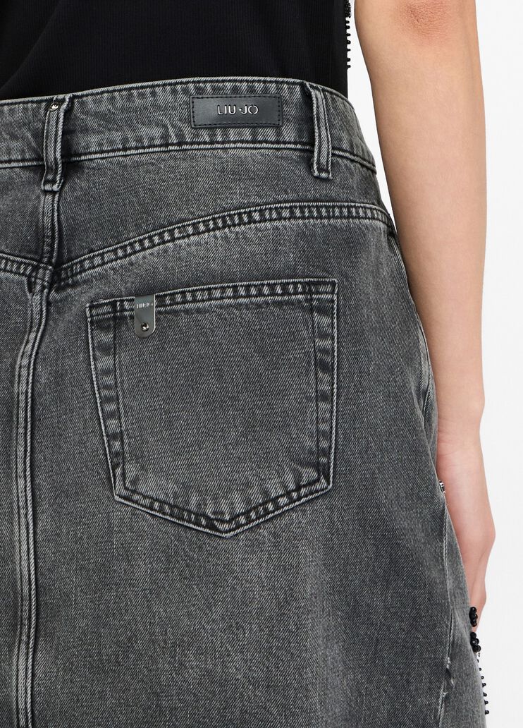 Gonna in denim con strass denim nero Liu Jo - large image number 4