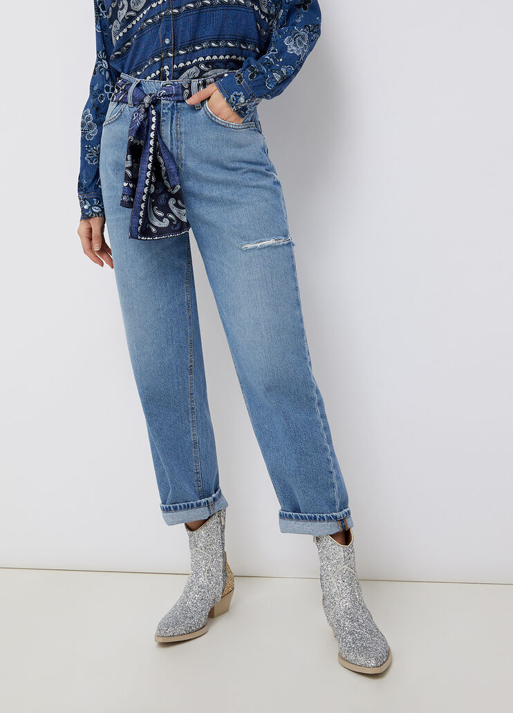 Boyfriend jeans with foulard blue denim Liu Jo - large image number 0 Boyfriend jeans with foulard blue denim Liu Jo - large image number 0